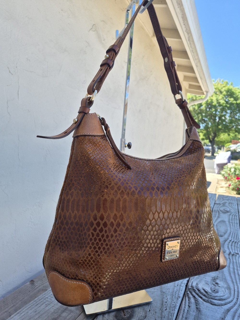 Dooney & Bourke Erica Snakeskin Hobo Shoulder Bag - Picture 4 of 14